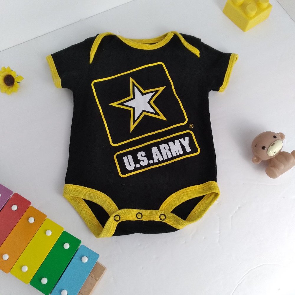 US Army (Unisex Baby) Onsie 3-6 mo, Tiny Toopers, Black and Gold Logo